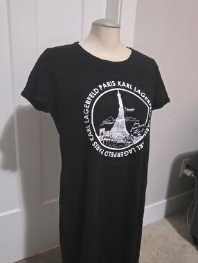 Karl Lagerfeld Black Tee Dress with White Eiffel Graphic